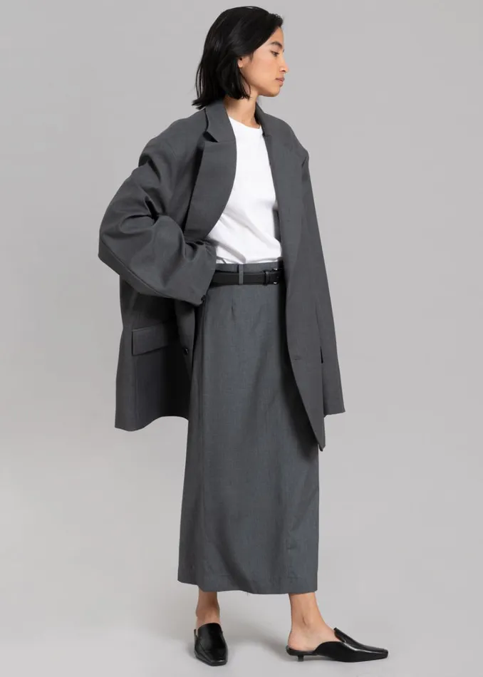The Frankie Shop Dee Maxi Oversized Blazer 8211 Charcoal Women Clothing
