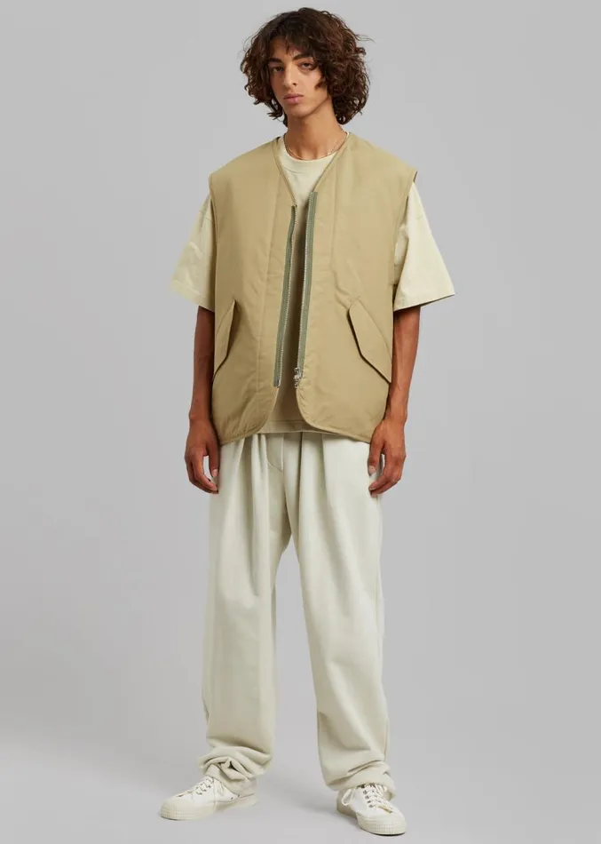 The Frankie Shop Devon Wide Zip Vest 8211 Pale Olive Men Outerwear