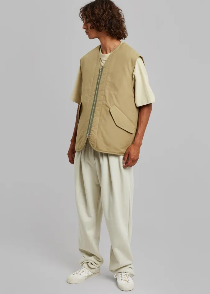 The Frankie Shop Devon Wide Zip Vest 8211 Pale Olive Men Outerwear