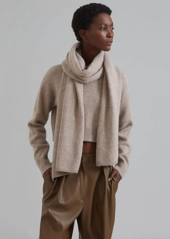 The Frankie Shop Dori Sweater and Scarf Set 8211 Taupe Women Knitwear