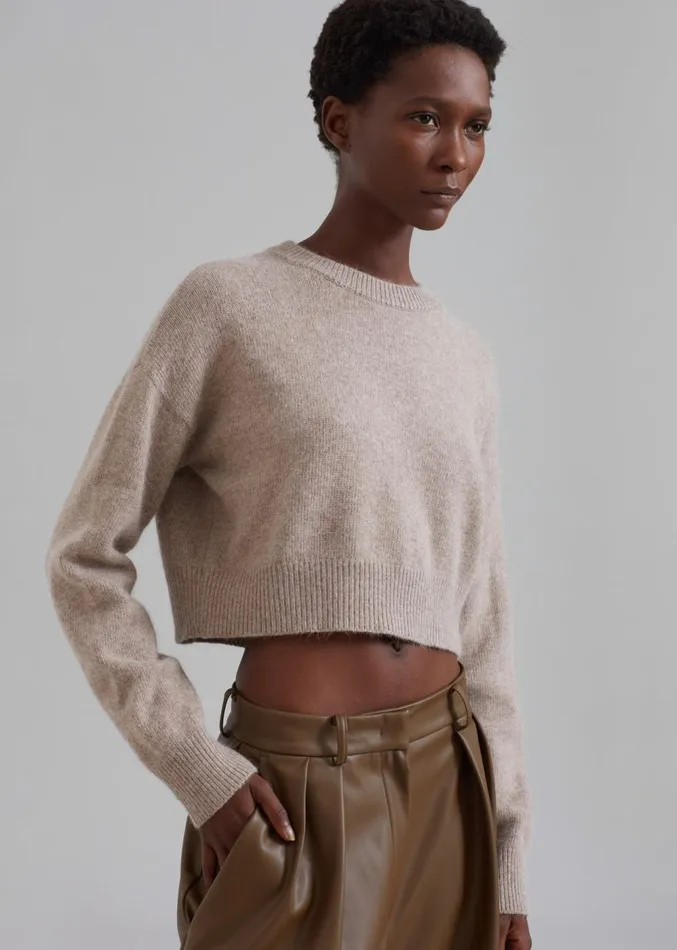 The Frankie Shop Dori Sweater and Scarf Set 8211 Taupe Women Knitwear