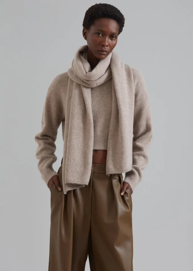 The Frankie Shop Dori Sweater and Scarf Set 8211 Taupe Women Knitwear