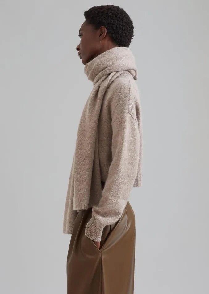 The Frankie Shop Dori Sweater and Scarf Set 8211 Taupe Women Knitwear