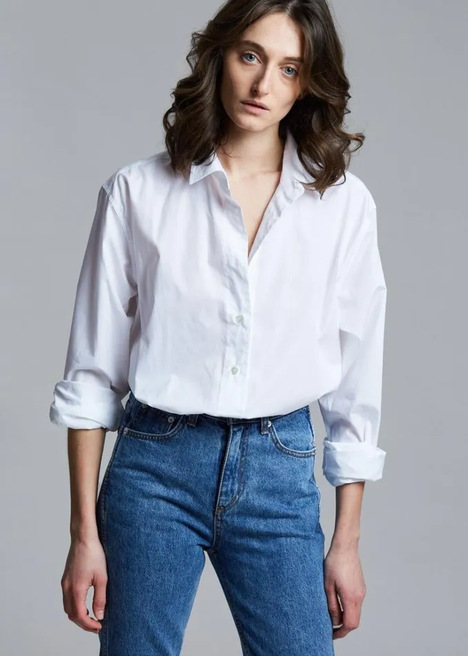 The Frankie Shop Dusky Classic Oversized Shirt 8211 White Women Tops