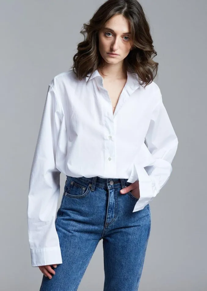 The Frankie Shop Dusky Classic Oversized Shirt 8211 White Women Tops