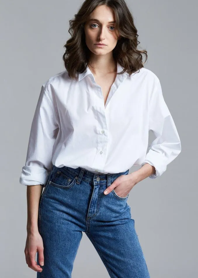 The Frankie Shop Dusky Classic Oversized Shirt 8211 White Women Tops
