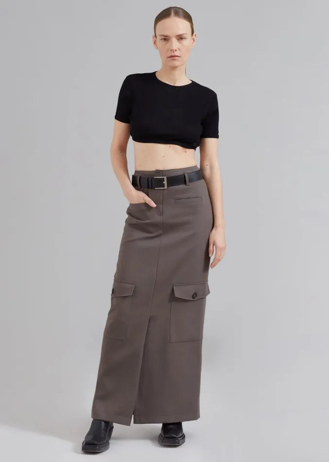 The Frankie Shop Eden Long Cargo Skirt 8211 Grey Women Clothing