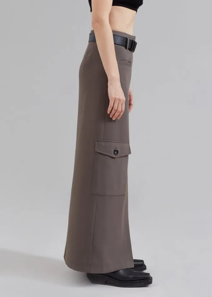The Frankie Shop Eden Long Cargo Skirt 8211 Grey Women Clothing