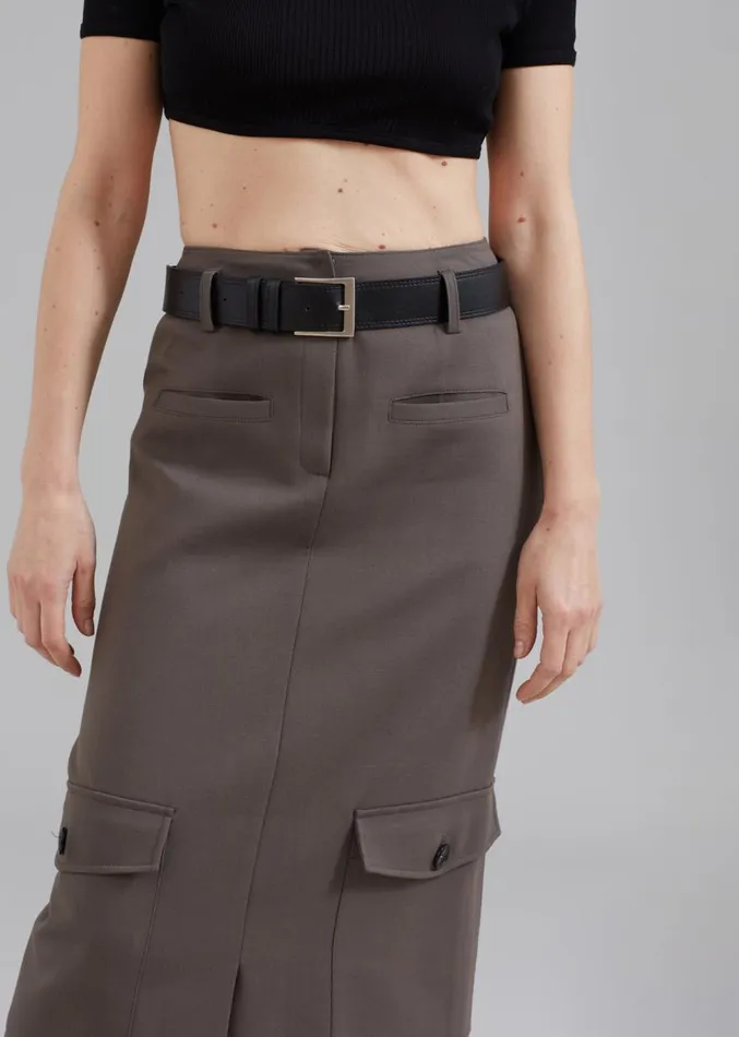The Frankie Shop Eden Long Cargo Skirt 8211 Grey Women Clothing