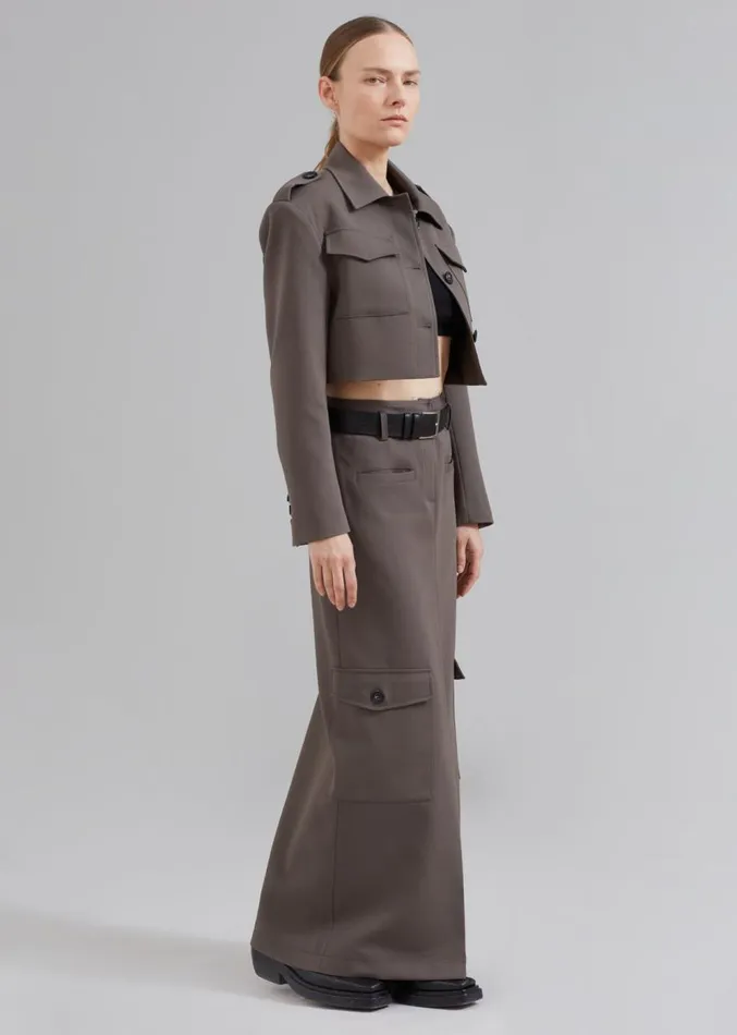 The Frankie Shop Eden Long Cargo Skirt 8211 Grey Women Clothing