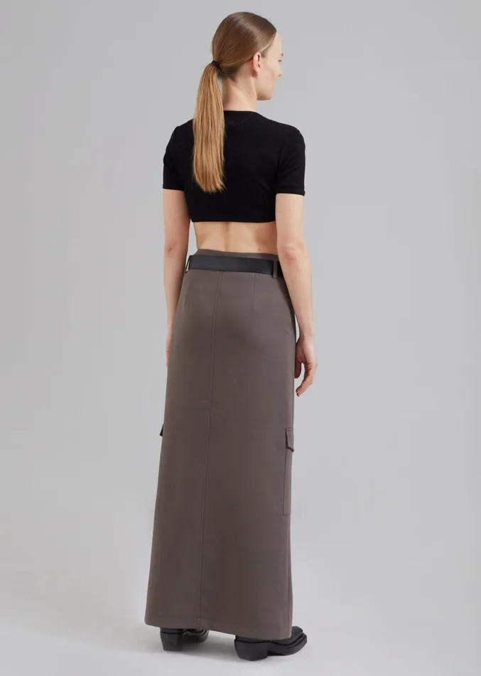 The Frankie Shop Eden Long Cargo Skirt 8211 Grey Women Clothing