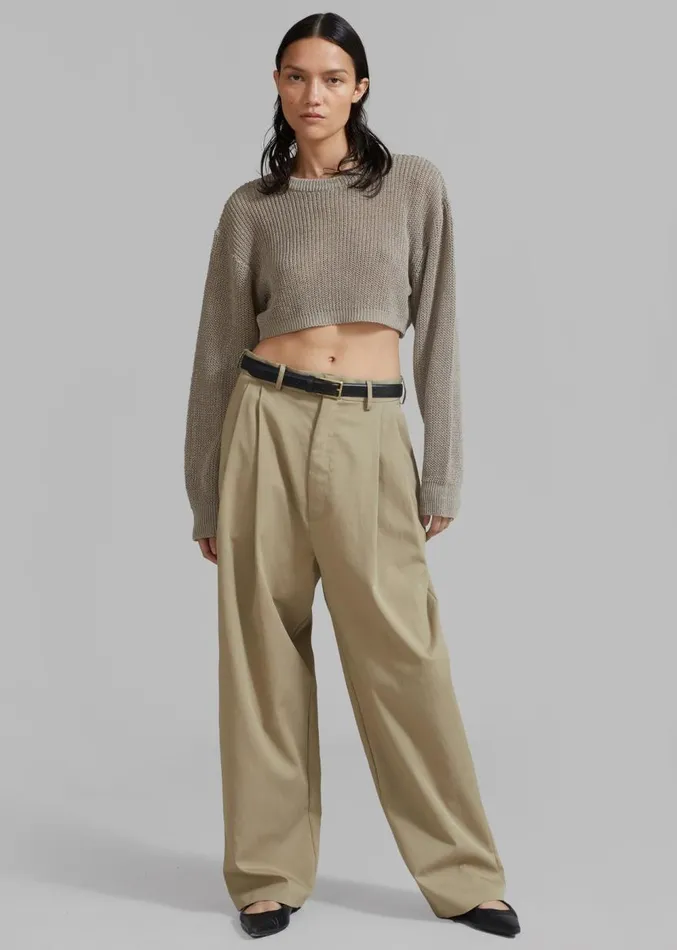 The Frankie Shop Effie Pleated Pants 8211 Khaki Women Clothing