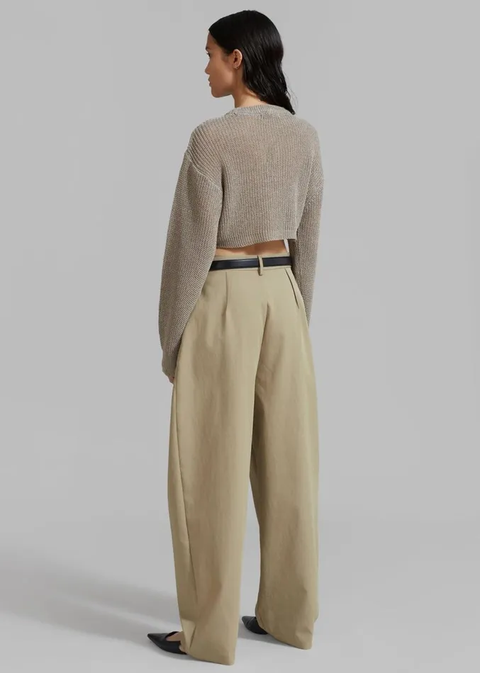 The Frankie Shop Effie Pleated Pants 8211 Khaki Women Clothing