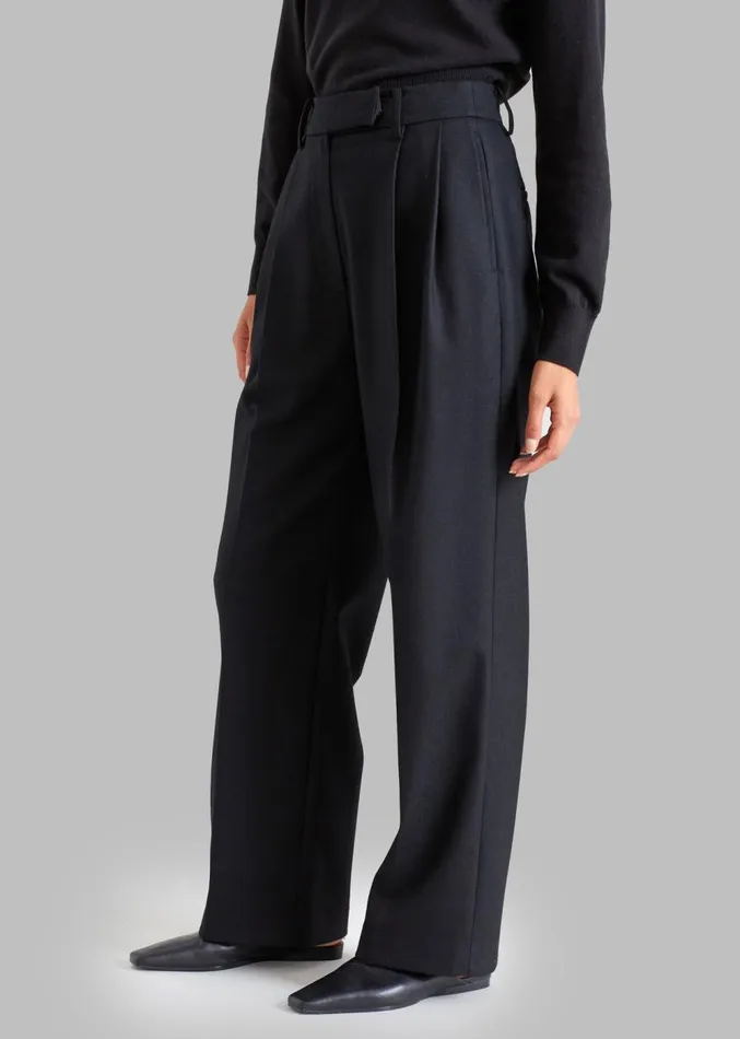 The Frankie Shop Eleanor Wool Pintuck Pants 8211 Black Women Bottoms