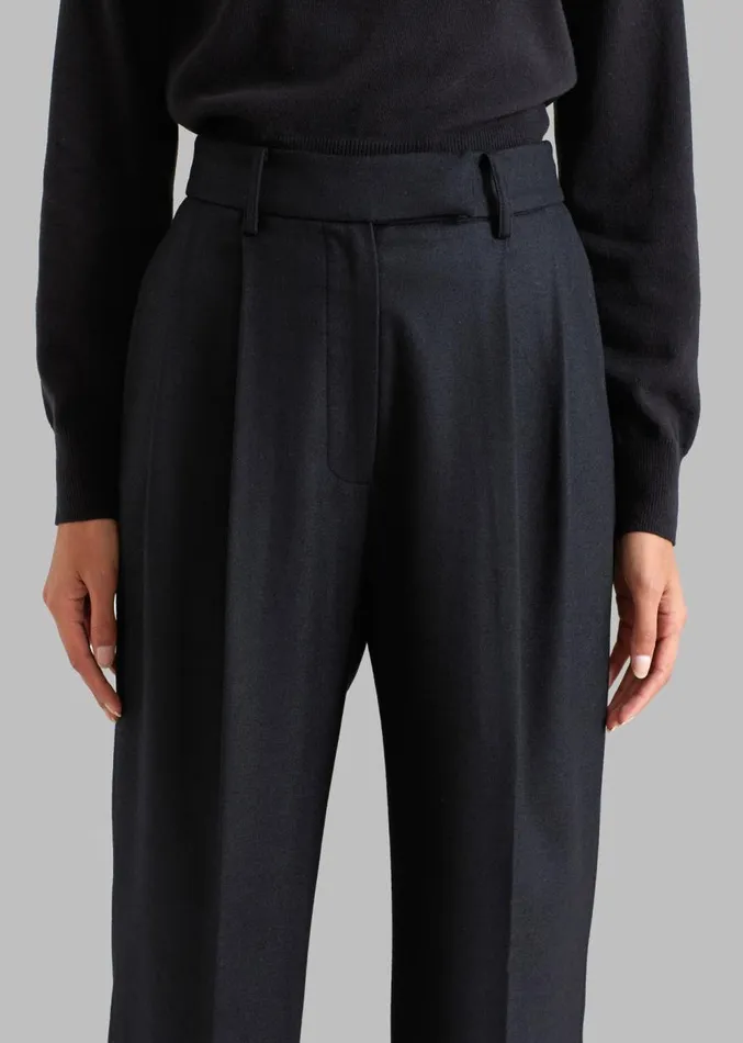 The Frankie Shop Eleanor Wool Pintuck Pants 8211 Black Women Bottoms