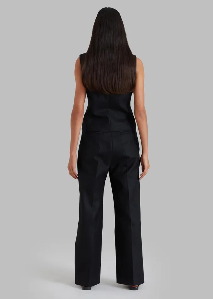 The Frankie Shop Eleanor Wool Pintuck Pants 8211 Black Women Bottoms