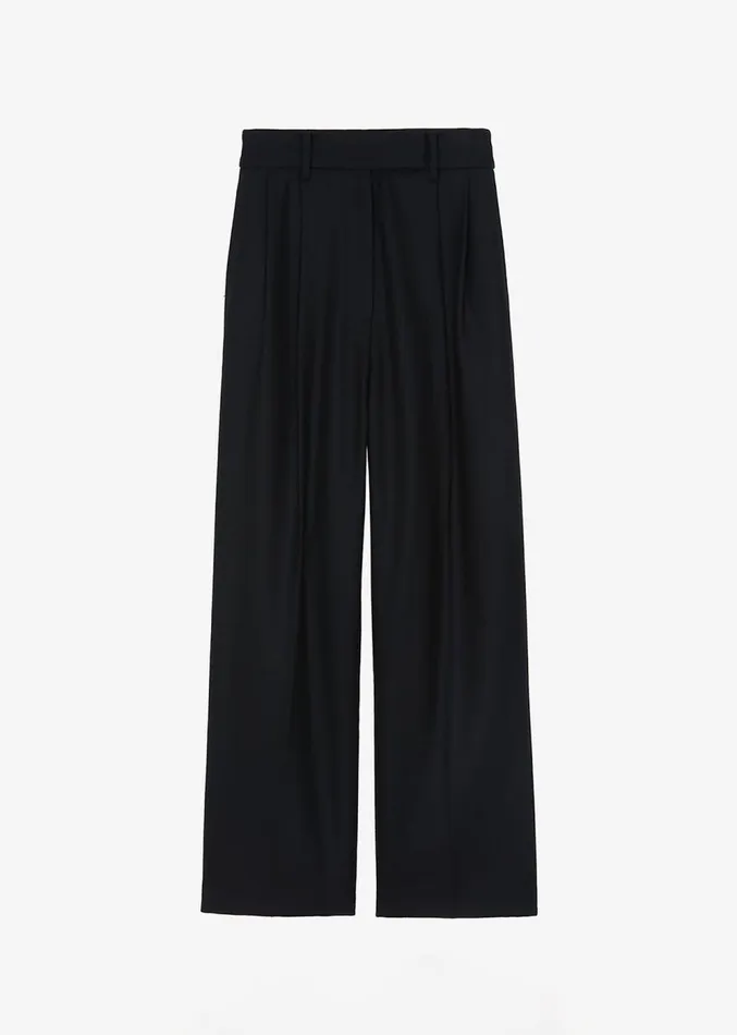 The Frankie Shop Eleanor Wool Pintuck Pants 8211 Black Women Bottoms