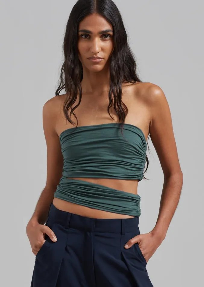 The Frankie Shop Elena Tube Top 8211 Deep Teal Women Tops