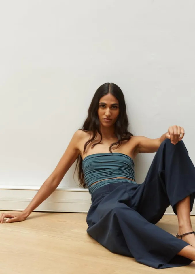 The Frankie Shop Elena Tube Top 8211 Deep Teal Women Tops