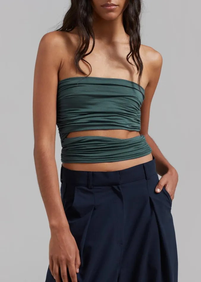 The Frankie Shop Elena Tube Top 8211 Deep Teal Women Tops