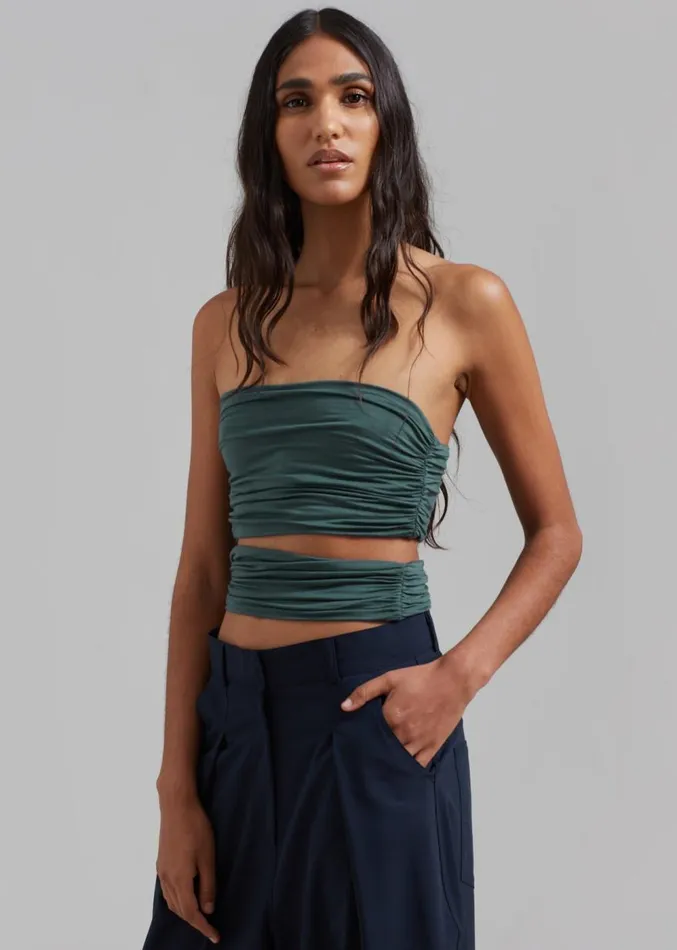 The Frankie Shop Elena Tube Top 8211 Deep Teal Women Tops