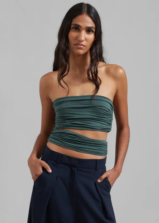 The Frankie Shop Elena Tube Top 8211 Deep Teal Women Tops