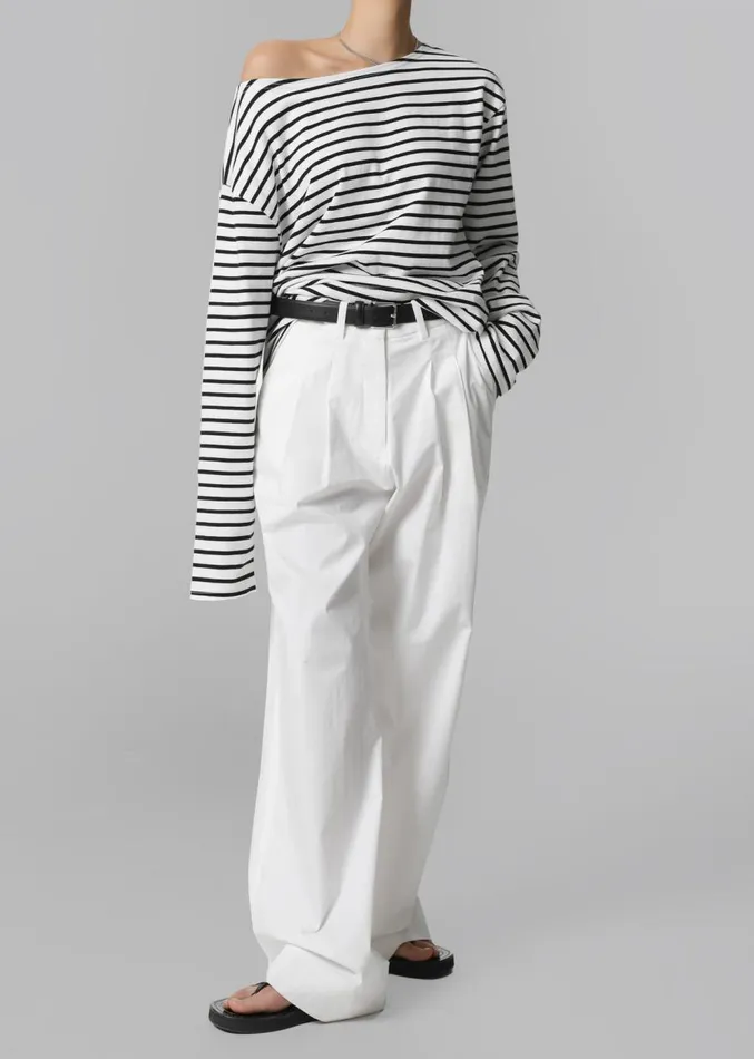 The Frankie Shop Elin Boatneck Top 8211 Black Stripe Women Clothing