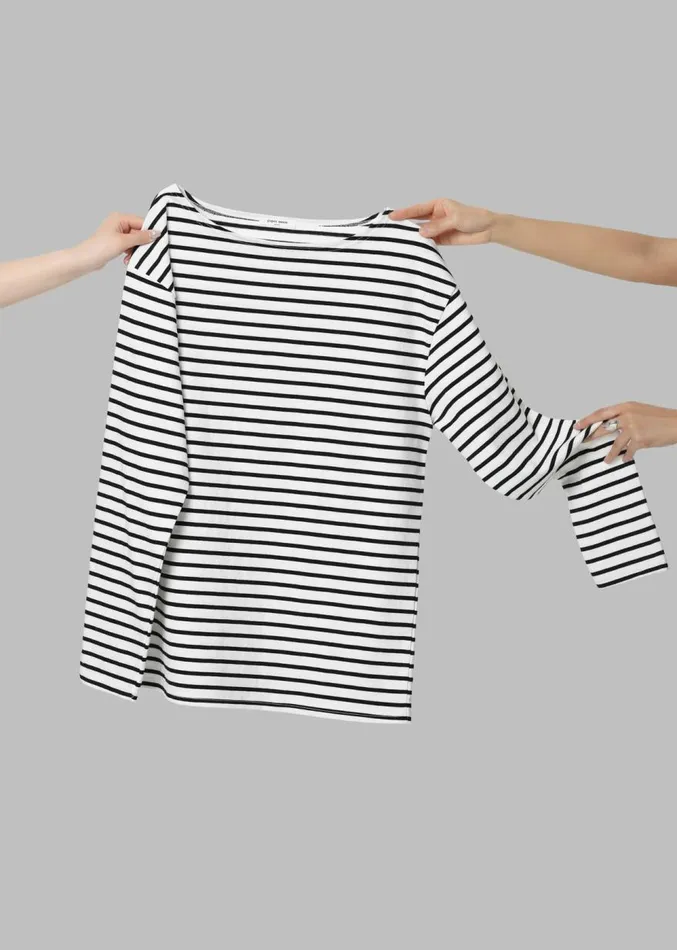 The Frankie Shop Elin Boatneck Top 8211 Black Stripe Women Clothing