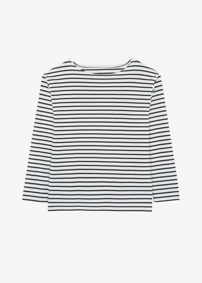The Frankie Shop Elin Boatneck Top 8211 Black Stripe Women Clothing