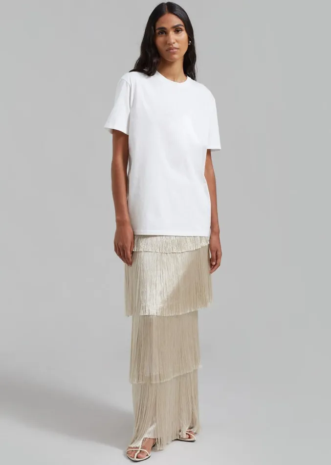 The Frankie Shop Esse Studios Mono Fringe Skirt 8211 Oyster Women Clothing
