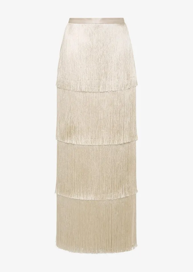 The Frankie Shop Esse Studios Mono Fringe Skirt 8211 Oyster Women Clothing