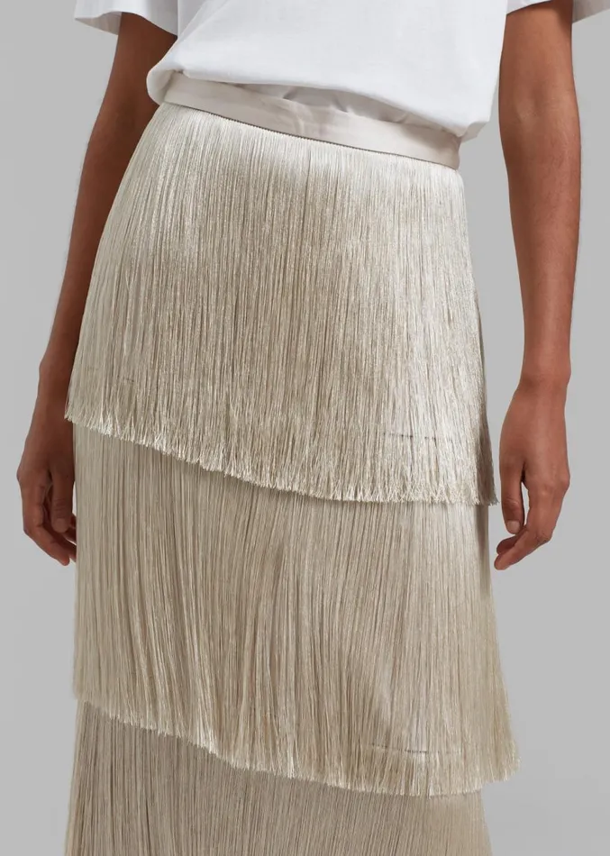 The Frankie Shop Esse Studios Mono Fringe Skirt 8211 Oyster Women Clothing