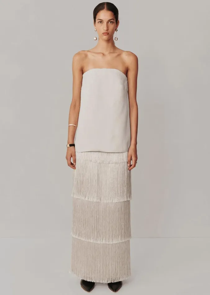 The Frankie Shop Esse Studios Mono Fringe Skirt 8211 Oyster Women Clothing