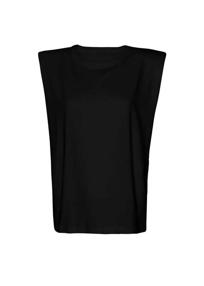 The Frankie Shop Eva Padded Shoulder Muscle TShirt 8211 Black Women Clothing