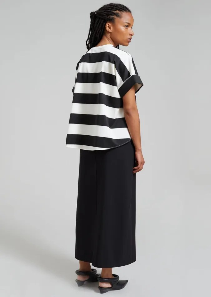 The Frankie Shop Ezra Rolled Up Tee 8211 Black Stripe Women Clothing