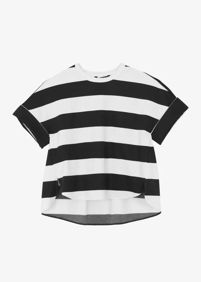 The Frankie Shop Ezra Rolled Up Tee 8211 Black Stripe Women Clothing