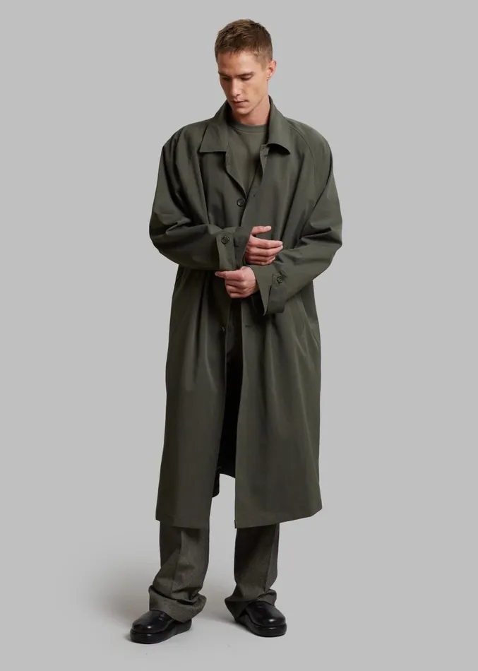 The Frankie Shop Fane Trench 8211 Olive Men Outerwear