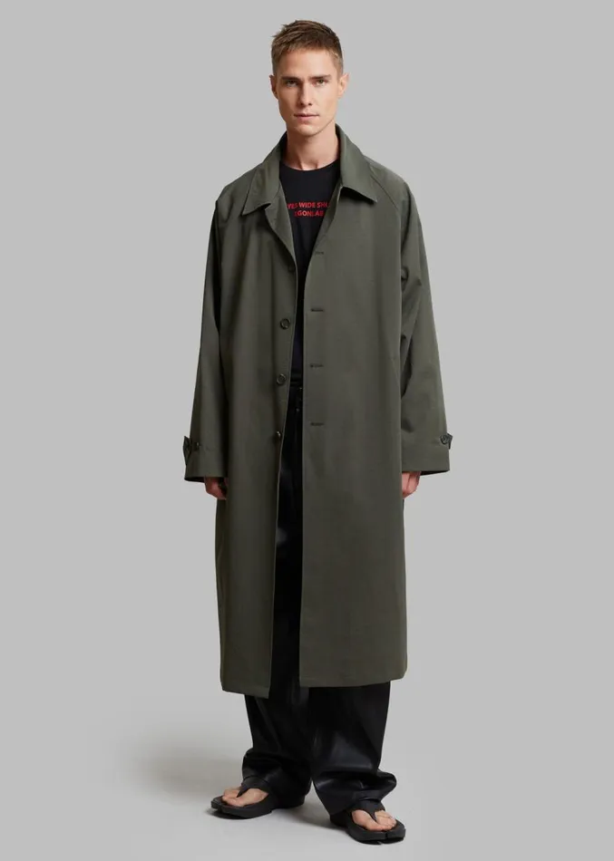 The Frankie Shop Fane Trench 8211 Olive Men Outerwear