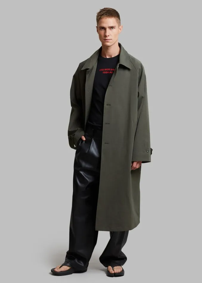 The Frankie Shop Fane Trench 8211 Olive Men Outerwear