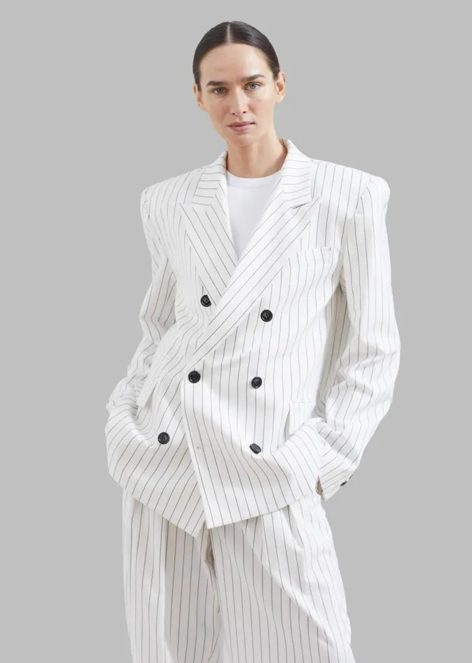 The Frankie Shop Fargo Oversized Padded Blazer 8211 White Women Suits