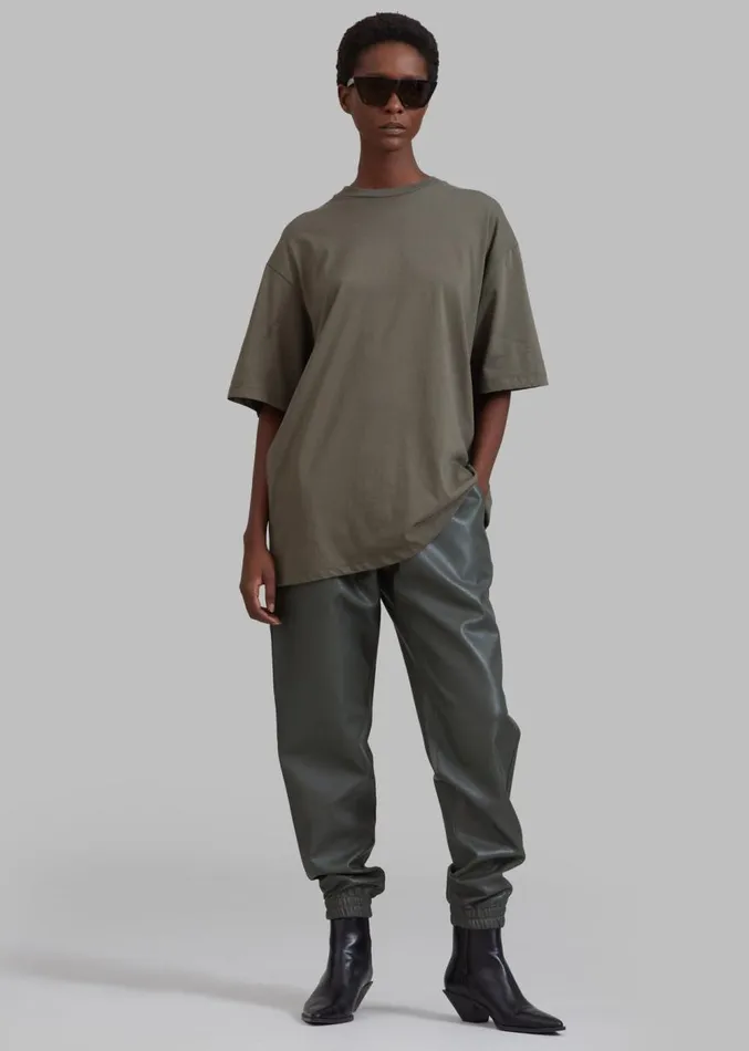 The Frankie Shop Faro Boxy Tee 8211 Dark Olive Women Clothing