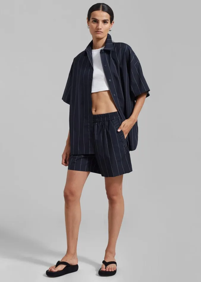 The Frankie Shop Finn Boxer Shorts 8211 White Stripe Women Bottoms