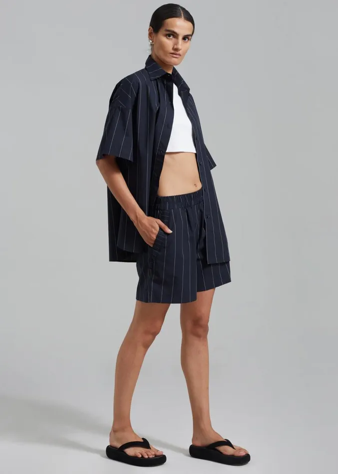 The Frankie Shop Finn Boxer Shorts 8211 White Stripe Women Bottoms