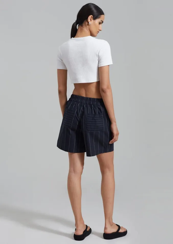 The Frankie Shop Finn Boxer Shorts 8211 White Stripe Women Bottoms