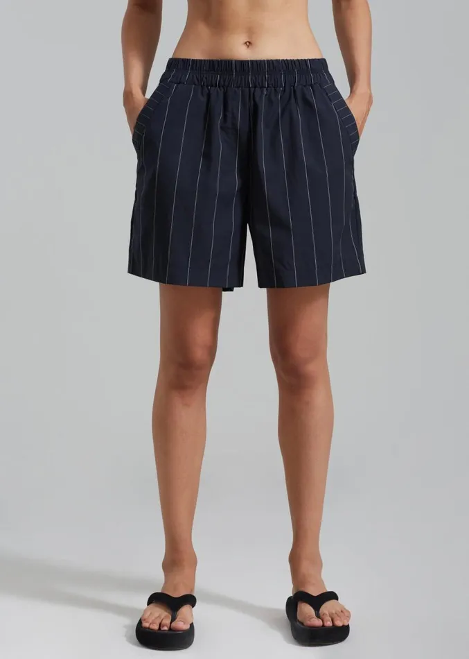 The Frankie Shop Finn Boxer Shorts 8211 White Stripe Women Bottoms