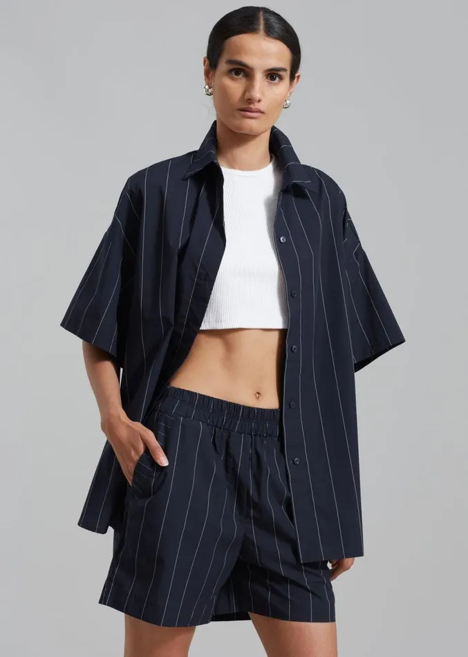 The Frankie Shop Finn Boxer Shorts 8211 White Stripe Women Bottoms
