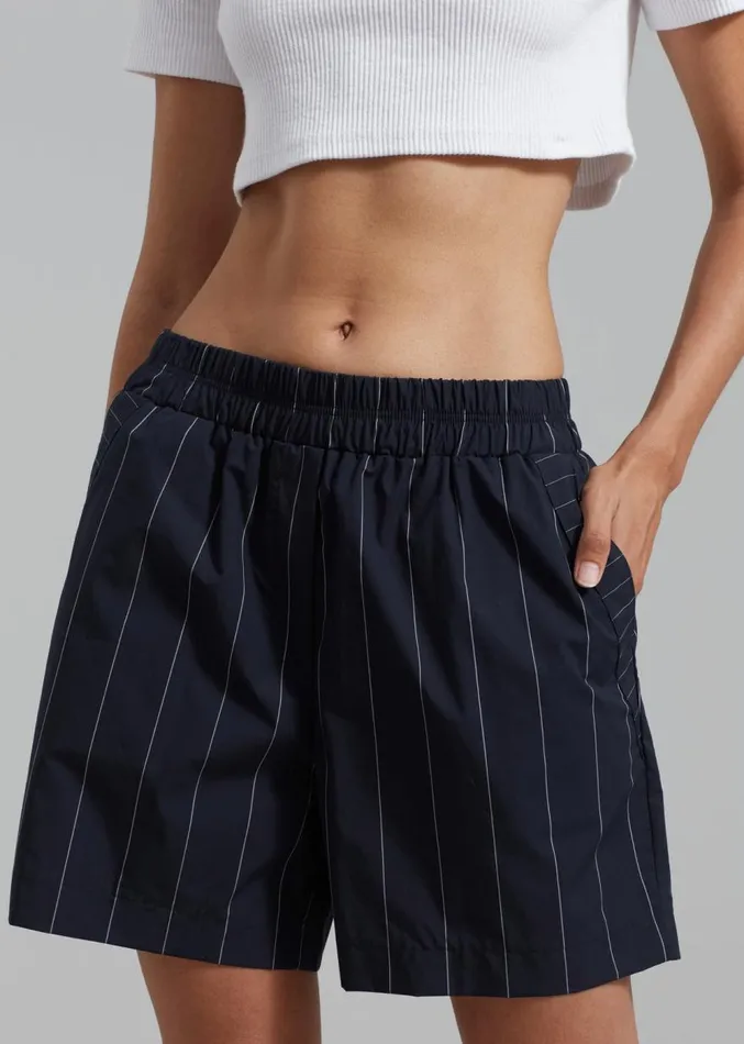 The Frankie Shop Finn Boxer Shorts 8211 White Stripe Women Bottoms