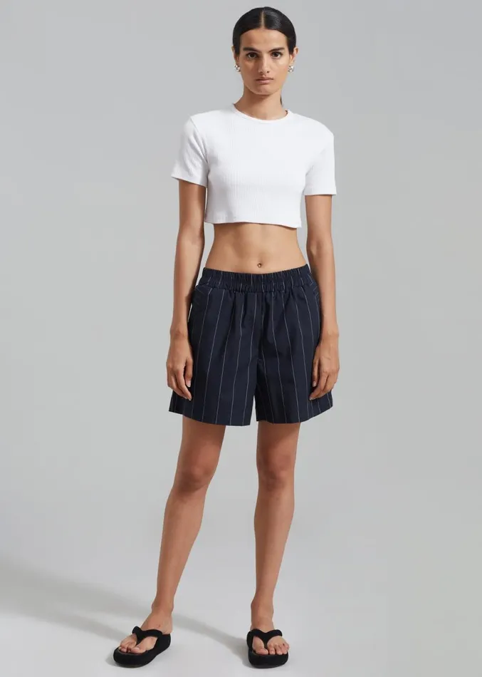 The Frankie Shop Finn Boxer Shorts 8211 White Stripe Women Bottoms
