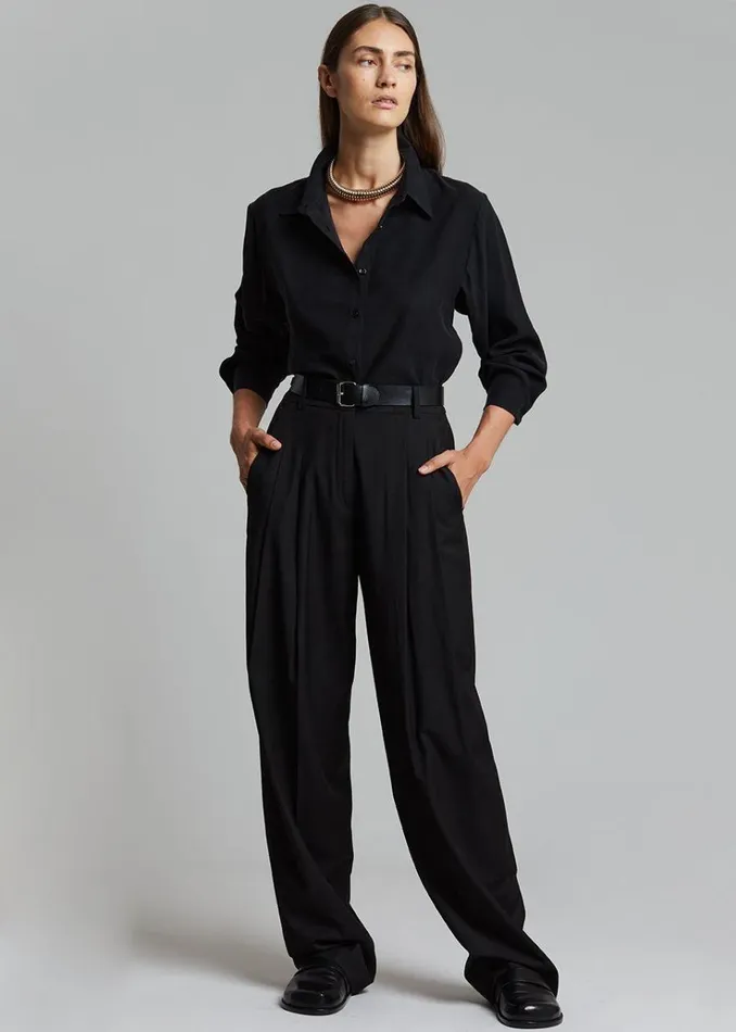 The Frankie Shop Gelso Pleated Trousers 8211 Black Women Bottoms