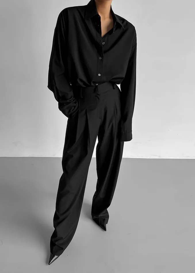 The Frankie Shop Gelso Pleated Trousers 8211 Black Women Bottoms